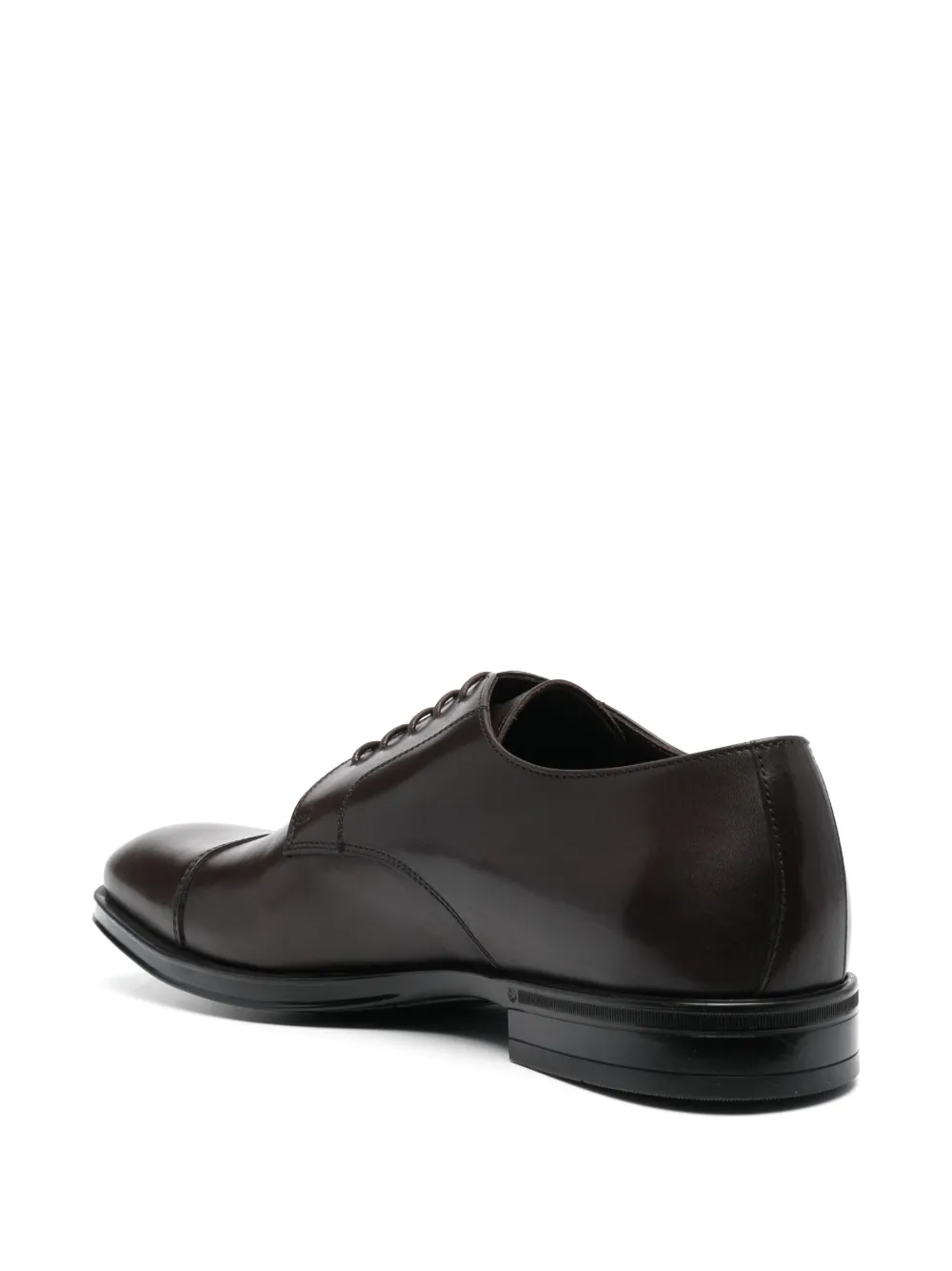 Canali Almond-toe Leather Oxford Shoes In Brown