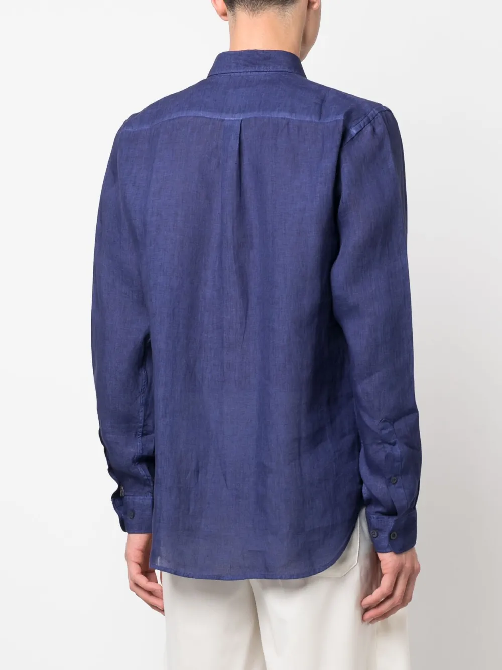 120% Lino Linnen overhemd Blauw