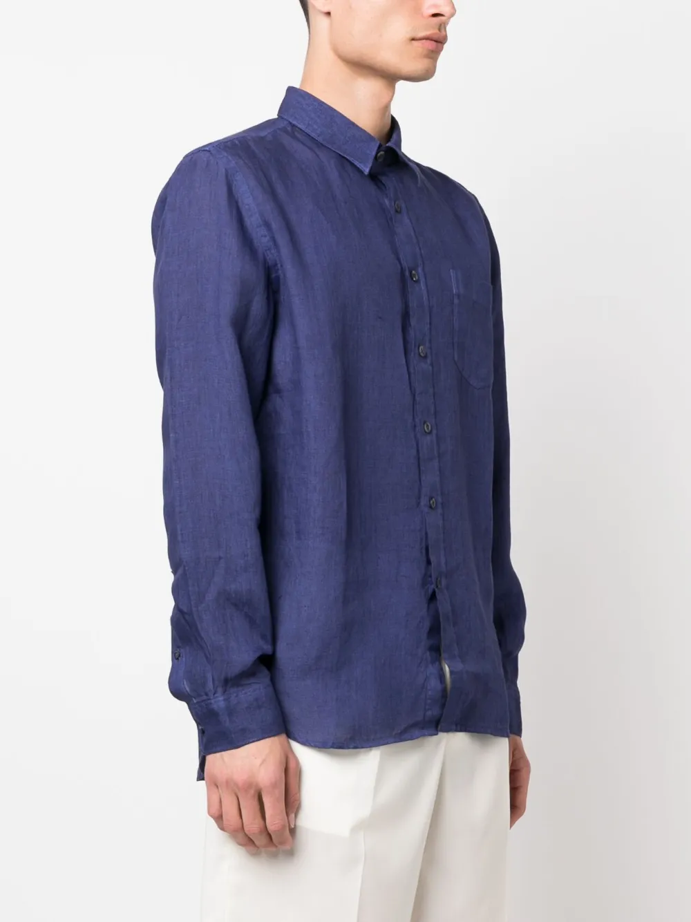 120% Lino Linnen overhemd Blauw