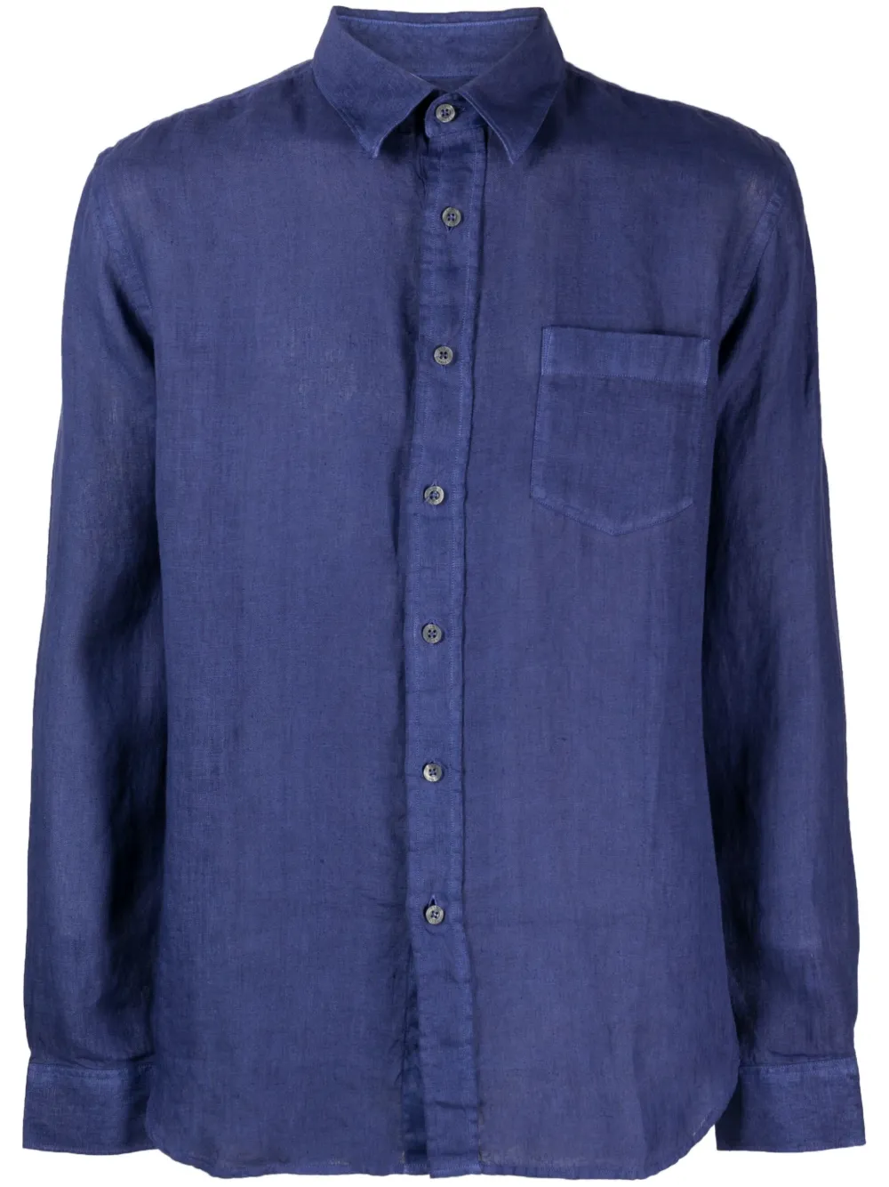 120% Lino Linnen overhemd Blauw