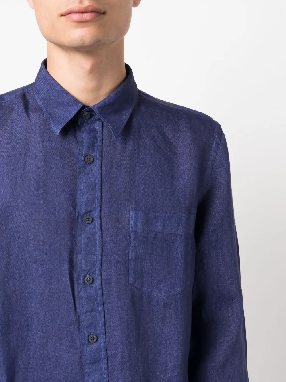 120% Lino Linnen overhemd Blauw