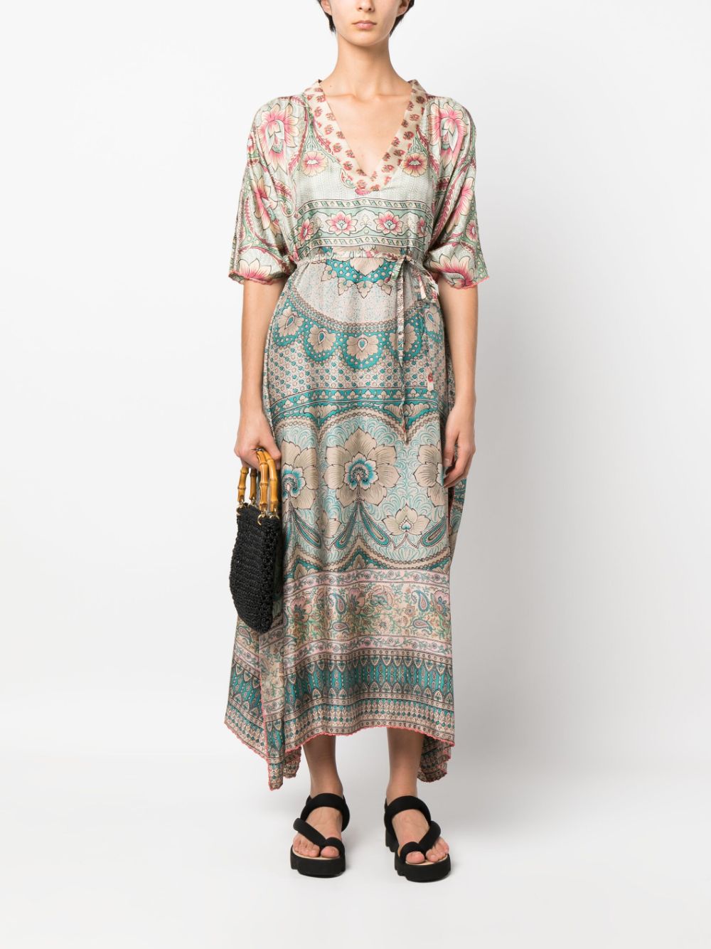 Pierre-Louis Mascia mix-print belted maxi dress - Beige