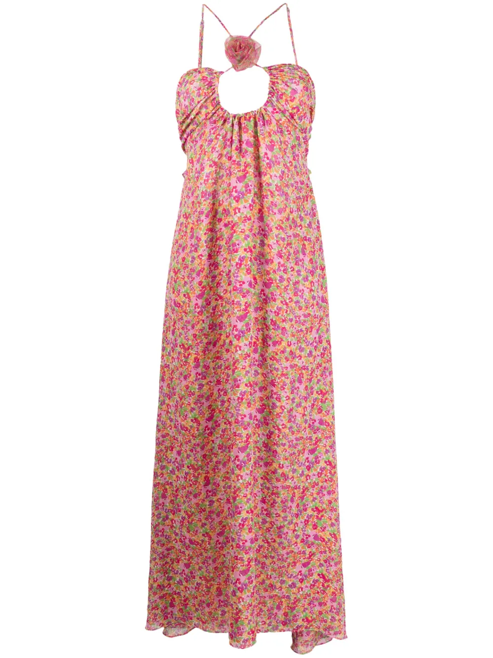 For Love & Lemons Suzette Floral Maxi Dress In Pink