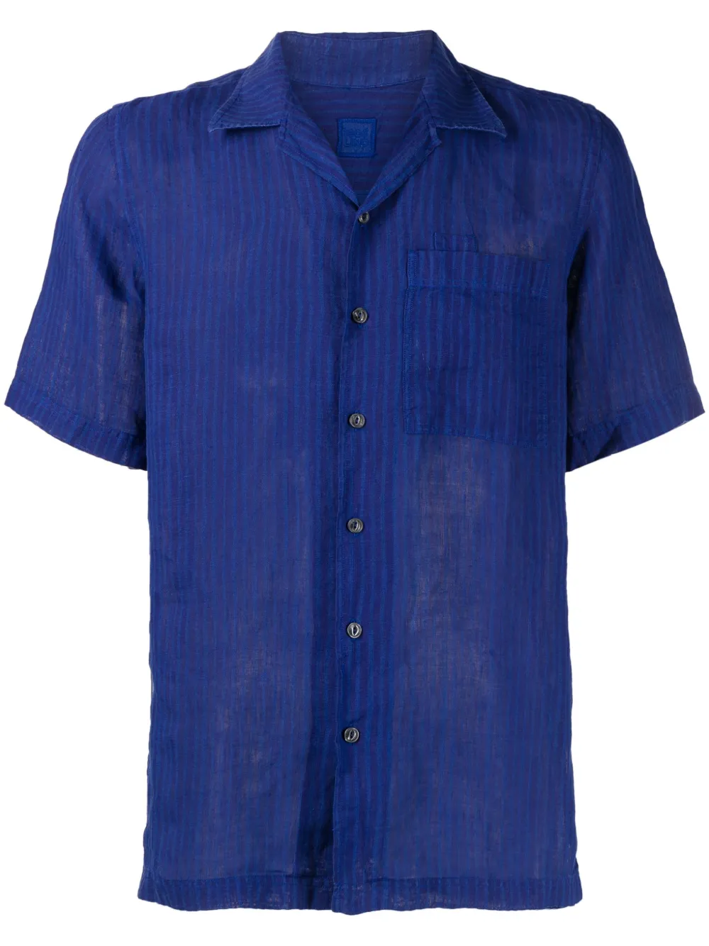 120% Lino Gestreept overhemd Blauw