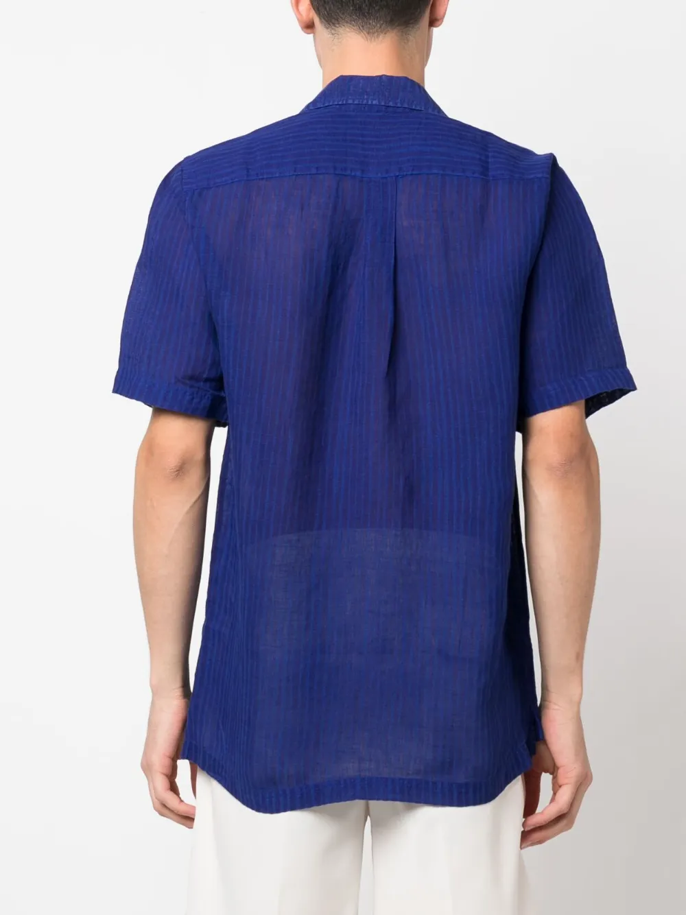 120% Lino Gestreept overhemd Blauw