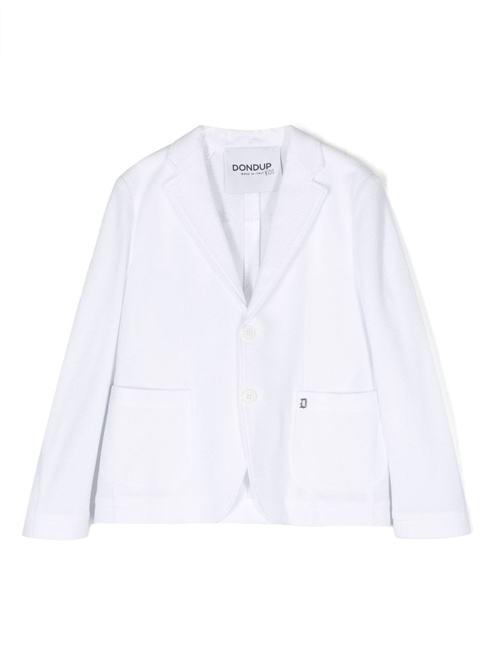 dondup kids blazer en coton à simple boutonnage - blanc