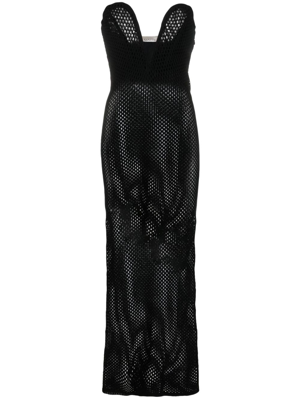 Laneus open-knit mesh maxi dress - Black