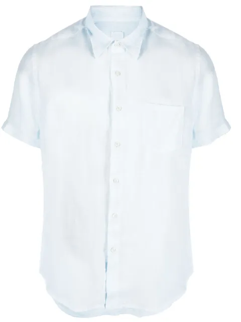 120% Lino slub-texture short-sleeved linen shirt
