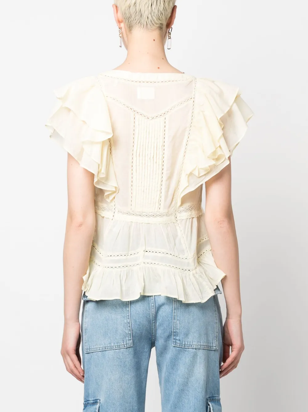 MARANT ÉTOILE Blusa Con Bordado Inglés y Ribete De Volantes Farfetch