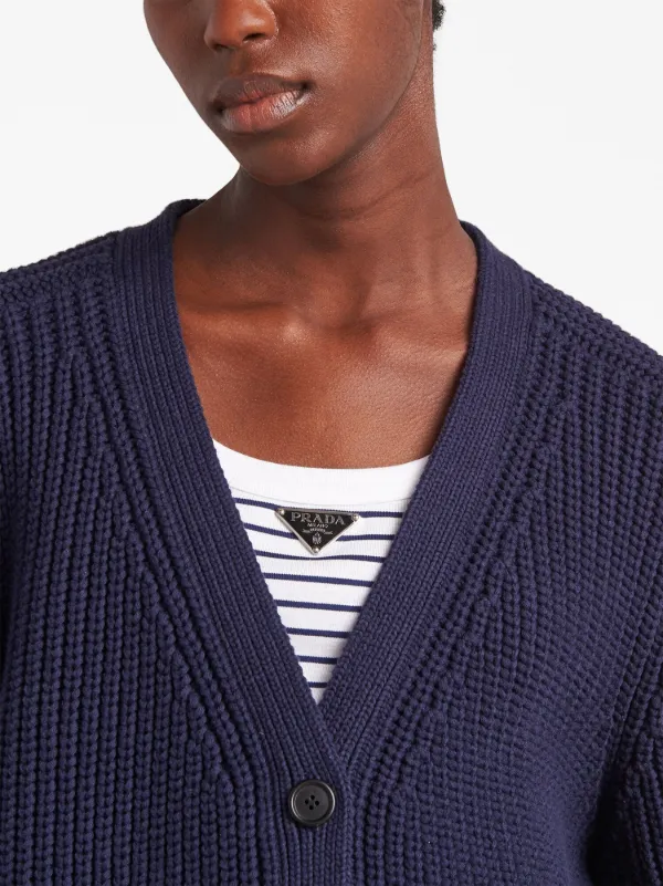 Prada chunky-knit V-neck Cardigan - Farfetch