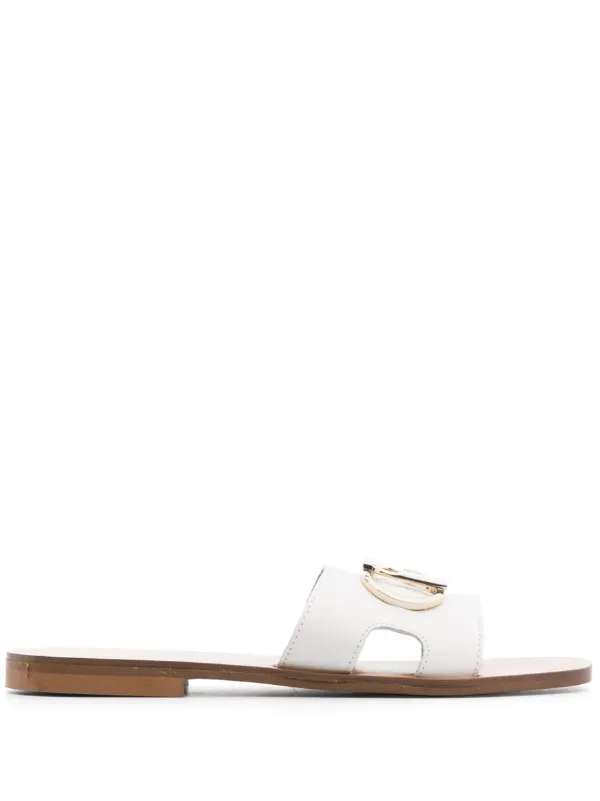White shop leather sandals