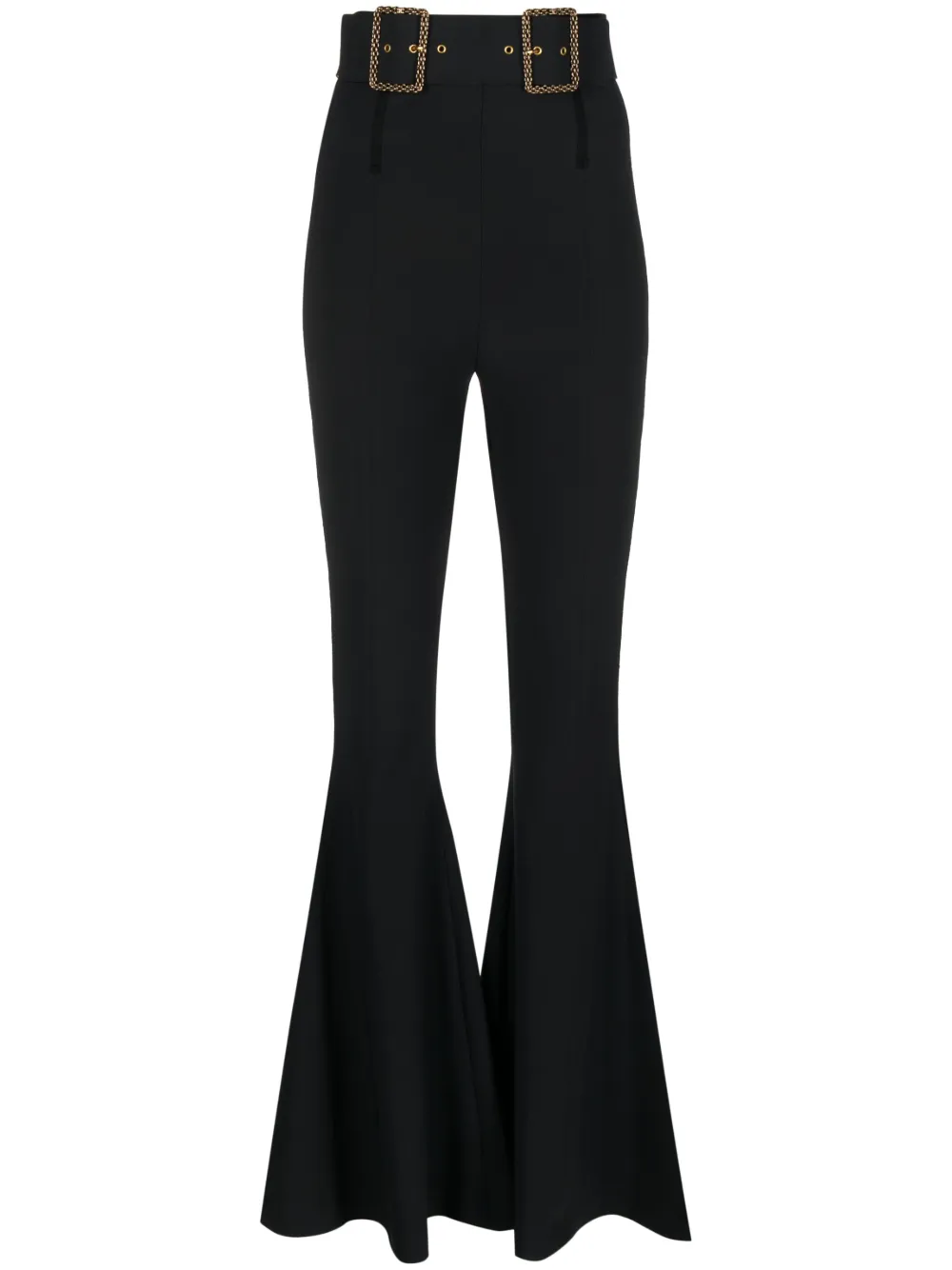 Elisabetta Franchi Belted Flared Trousers In Black