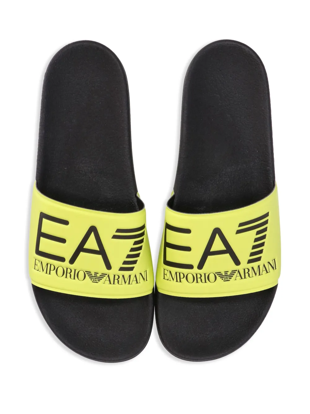 Ea7 Logo-print Slip-on Slides In Gelb