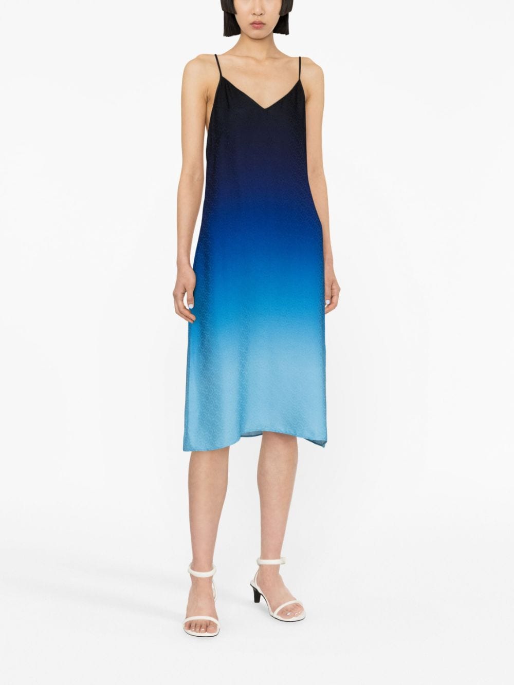 CASABLANCA Ombre Monogram Silk Jacquard Midi Slip Dress - Bergdorf Goodman