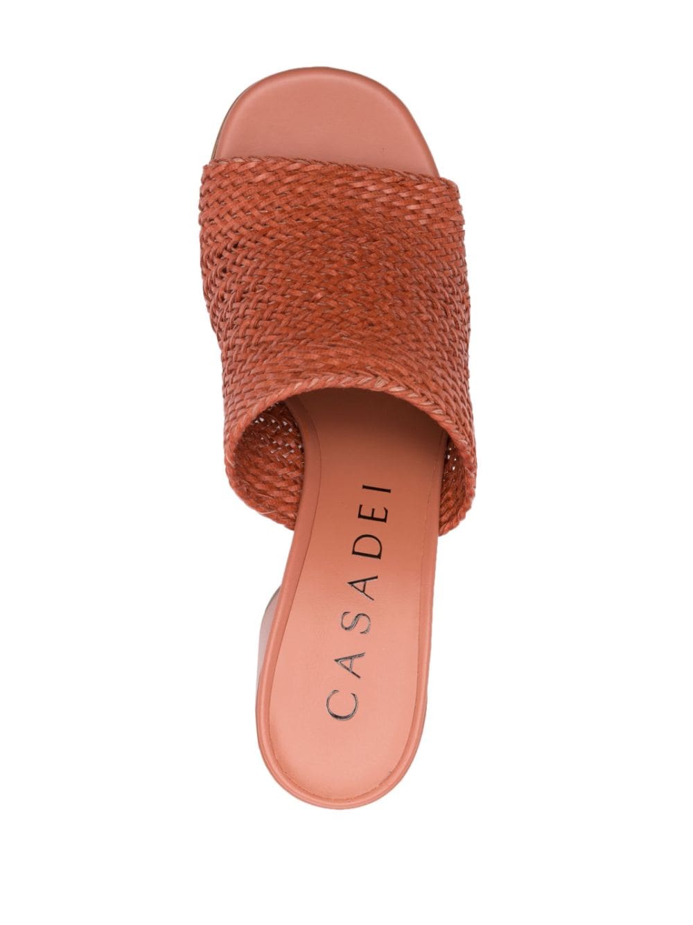 Shop Casadei 90mm Woven-detail Leather Mules In Brown