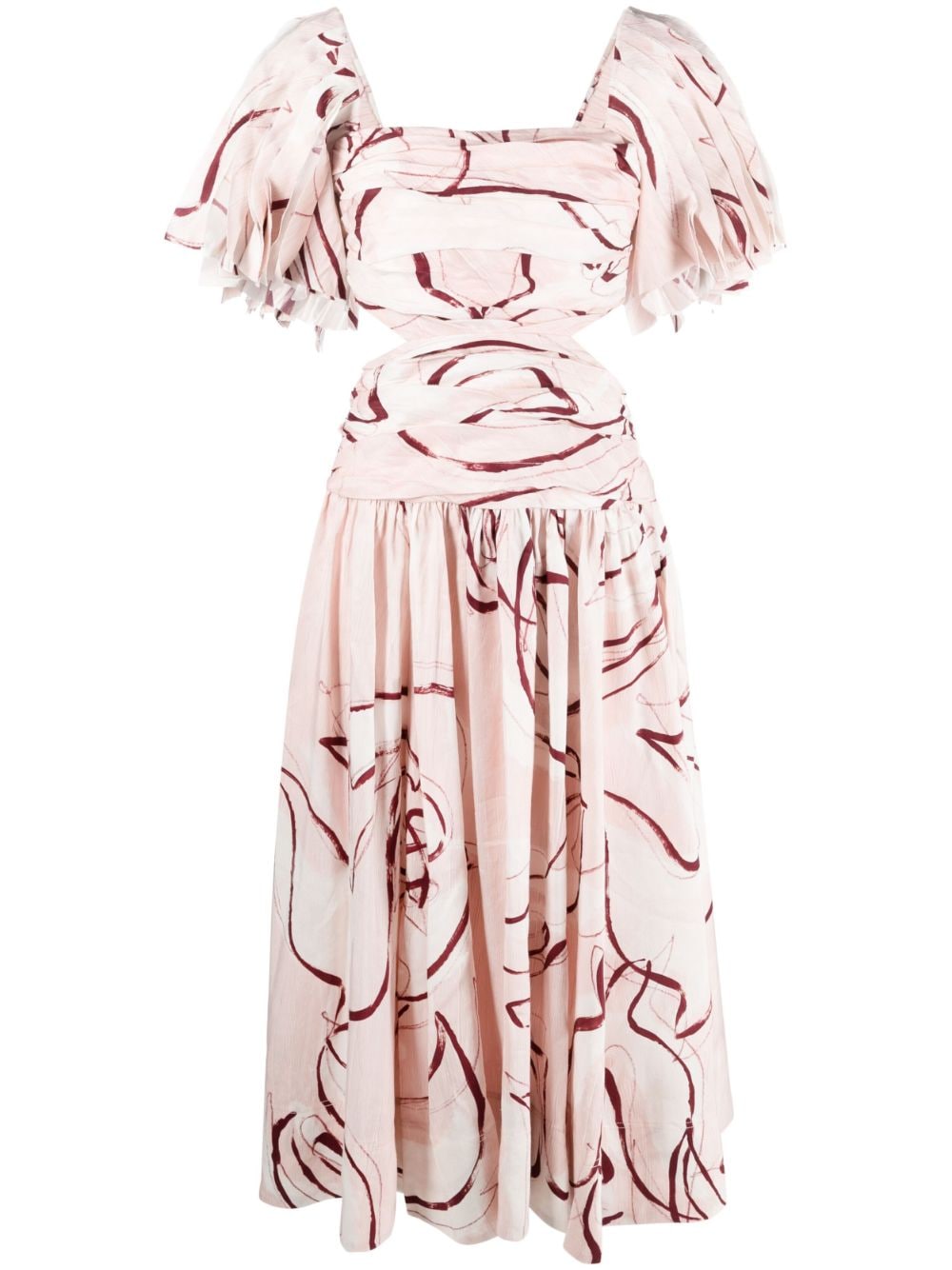 Aje Marianne printed ruched cut-out dress - Pink