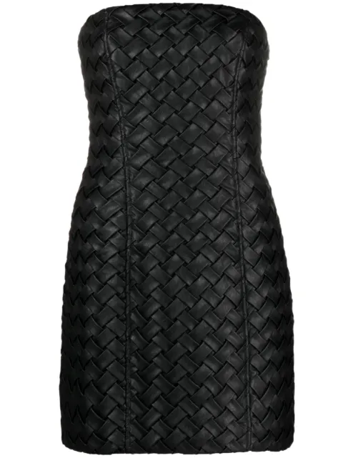 ROTATE interwoven leather sleeveless minidress