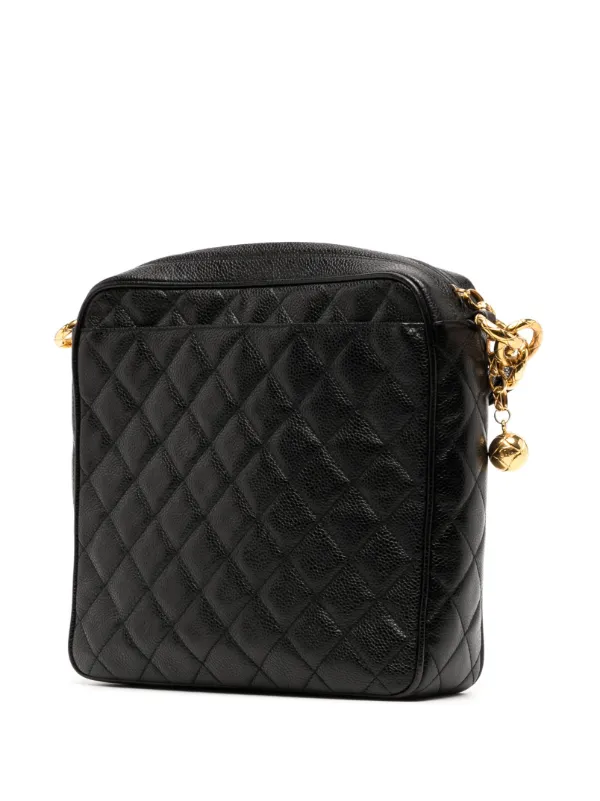 【CHANEL】CC diamond-quilted tassel crossbody bag★シャネル CHANEL Pre-Owned 1992 diamond-quilted Crossbody Bag | Black