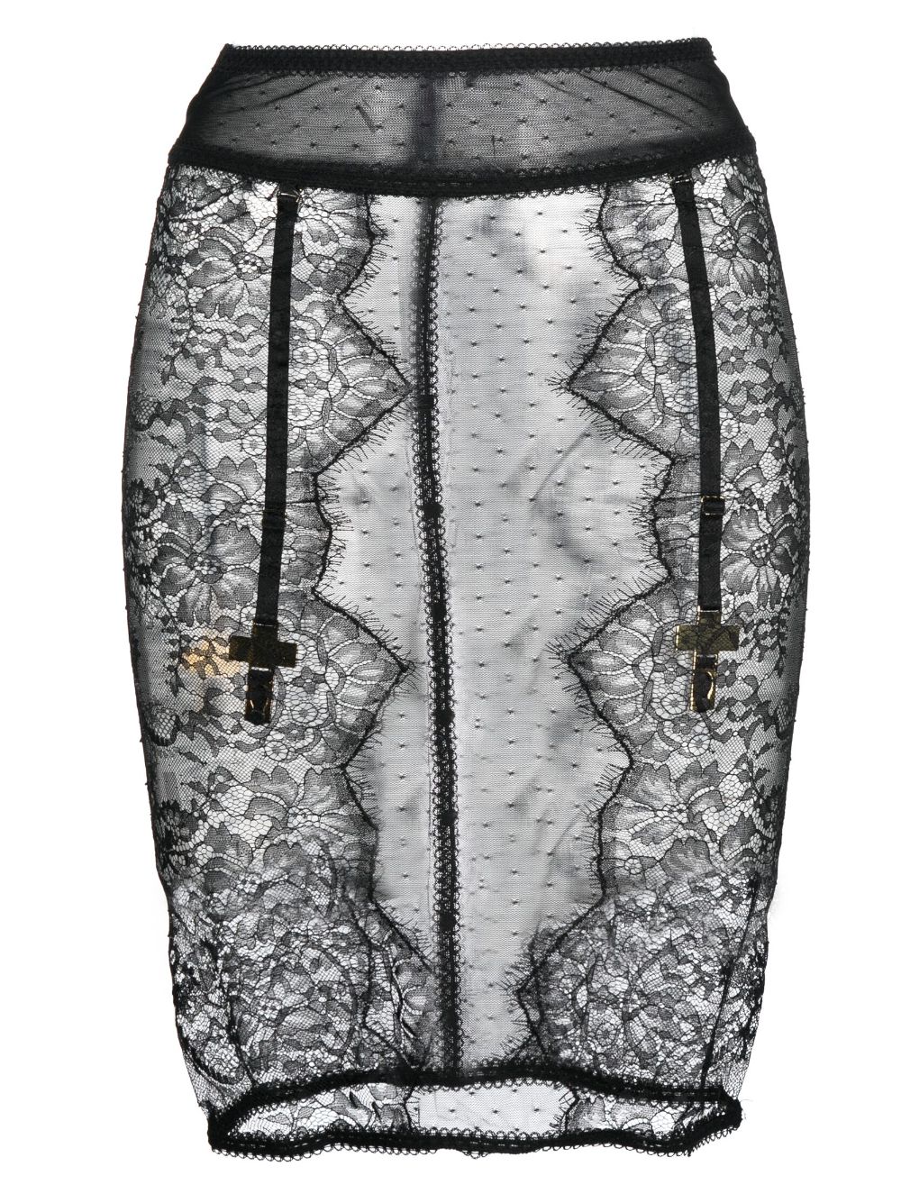 Maison Close Inspiration Divine Floral-lace Skirt In Black