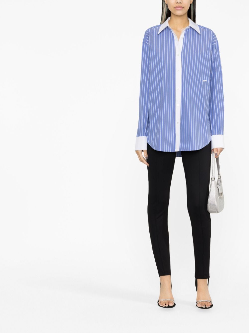 Shop Alexander Wang Stripe-print Long-sleeved Shirt In Blue