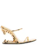 GCDS metallic 105mm heeled sandals - Gold