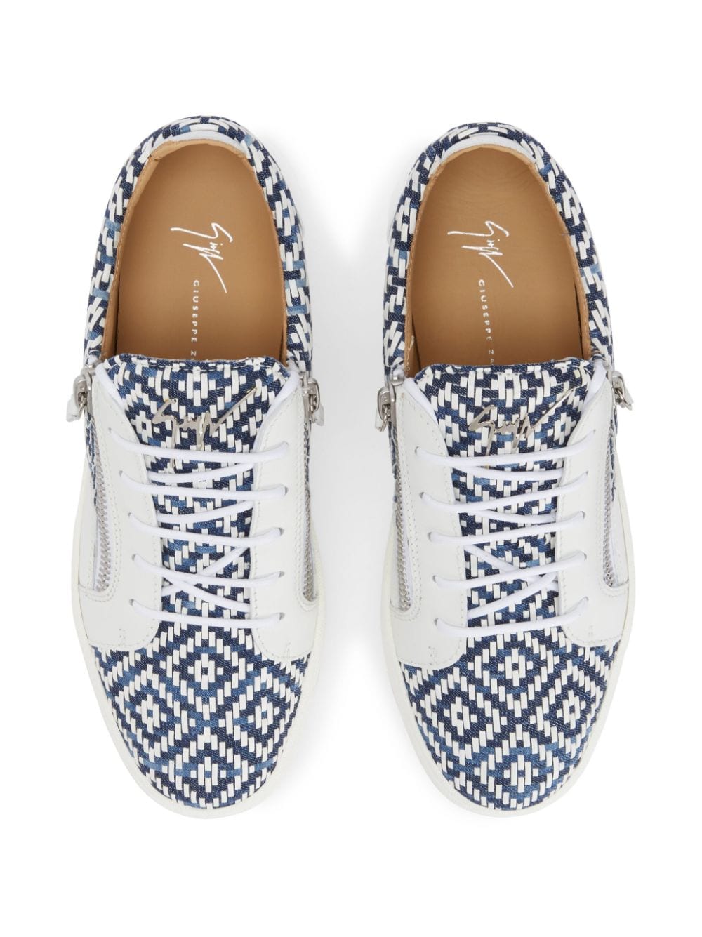 Shop Giuseppe Zanotti Frankie Geometric-pattern Print Sneakers In White