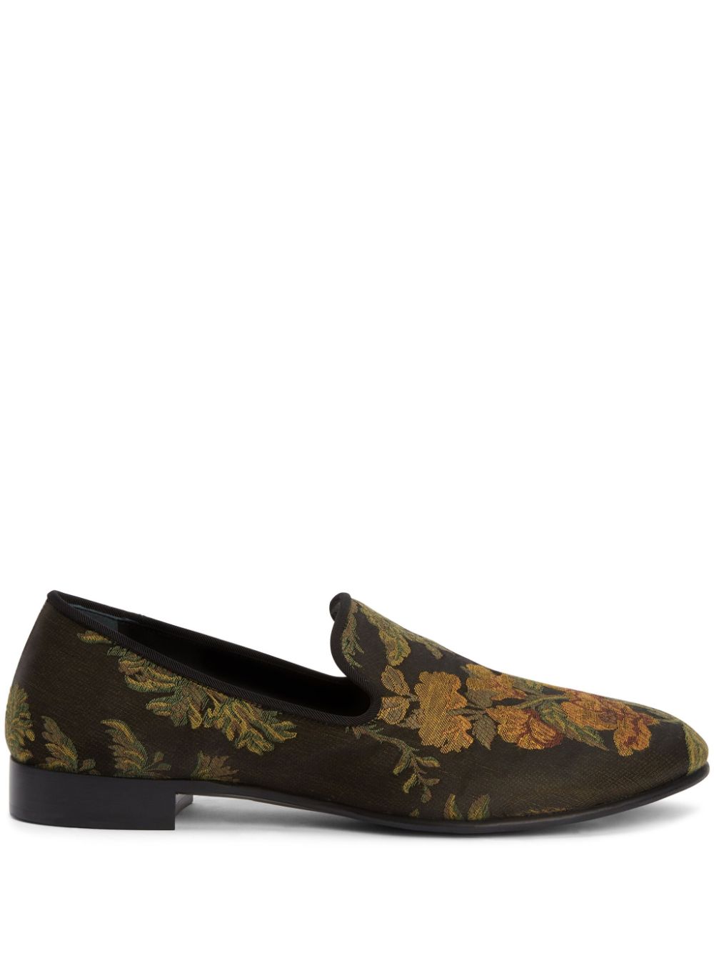 floral-embroidered slip-on loafers