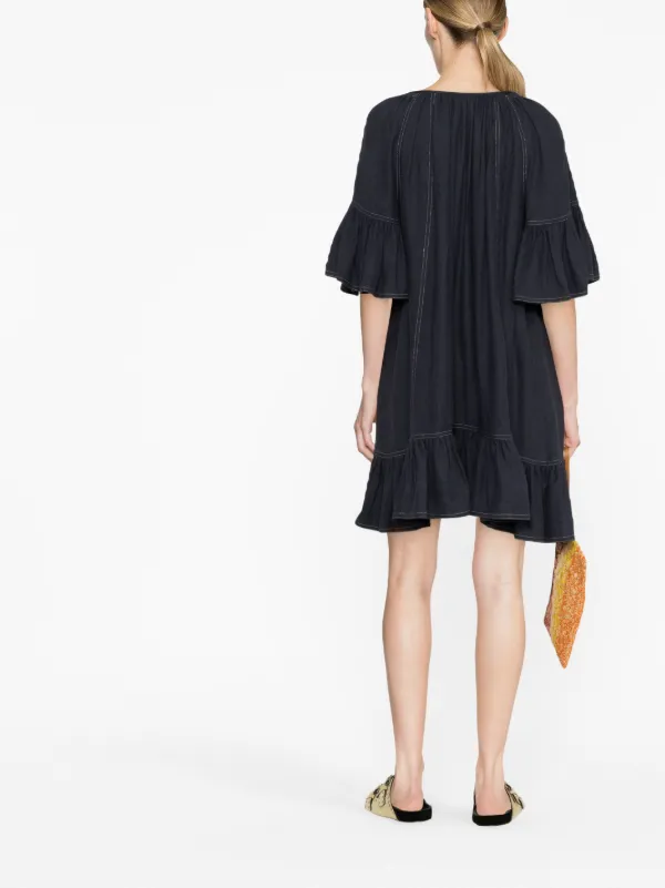 ISABEL MARANT ruffle detail Silk Dress Farfetch
