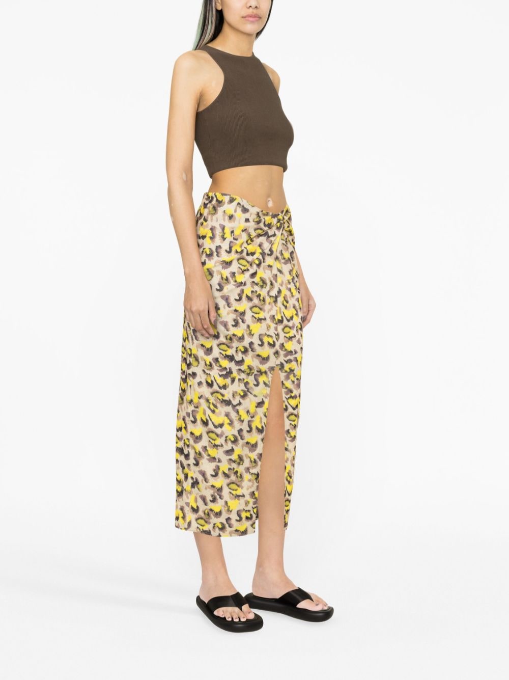 Shop Nanushka Leopard-print Long Skirt In Neutrals