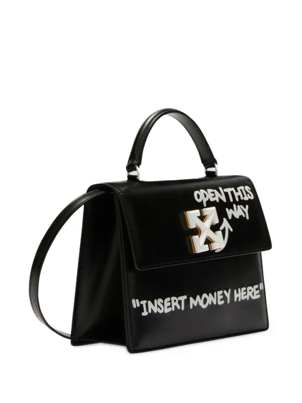 Off-White Jitney Cash Inside Top-Handle Bag, Black/White