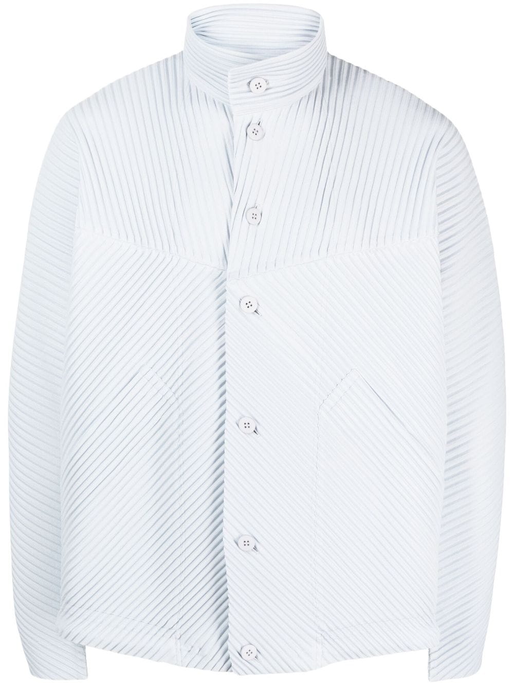 Issey Miyake Pleated Button-fastening Jacket In Grey | ModeSens