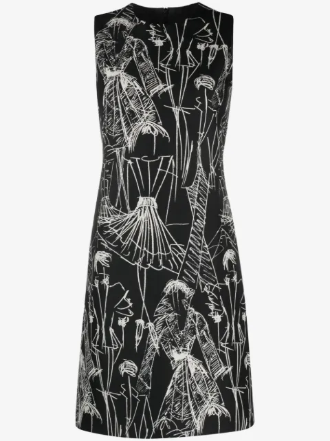 Akris Croquis-print sleeveless minidress