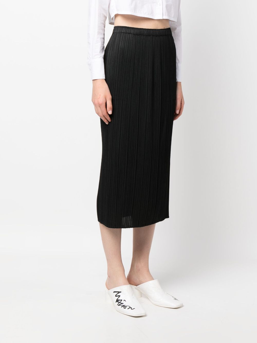 Shop Issey Miyake Pleated High-waist Skirt In Black