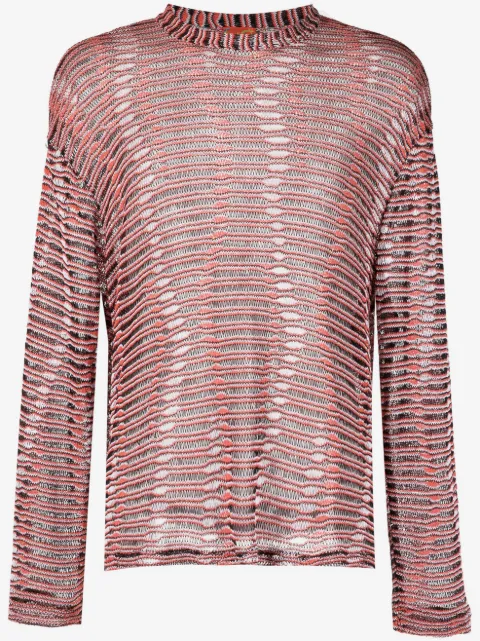 VITELLI open-knit striped sweatshirt