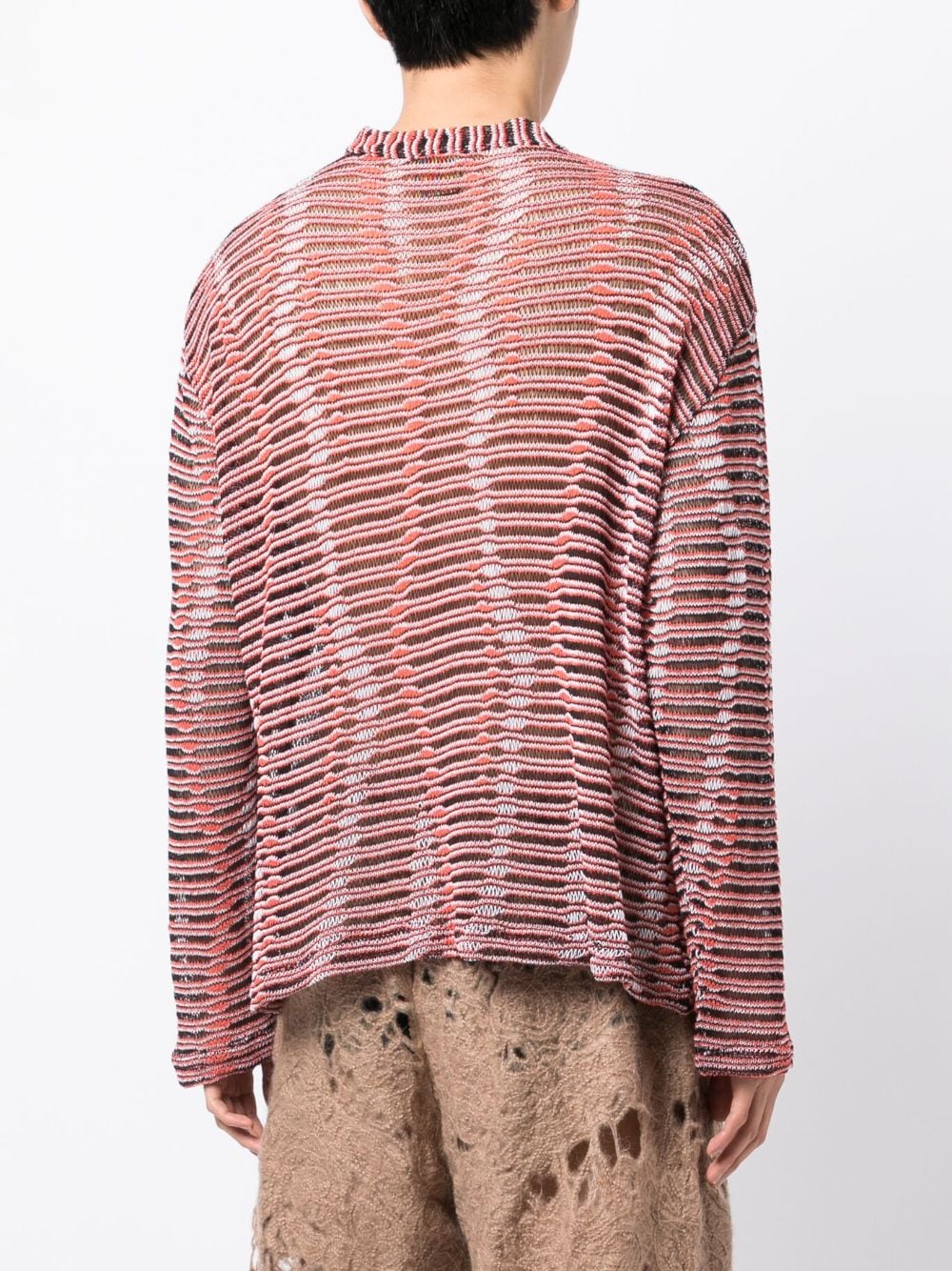 Shop Vitelli Open-knit Striped Sweatshirt In Orange