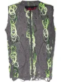 VITELLI open-knit distressed zipped waistcoat - Grey