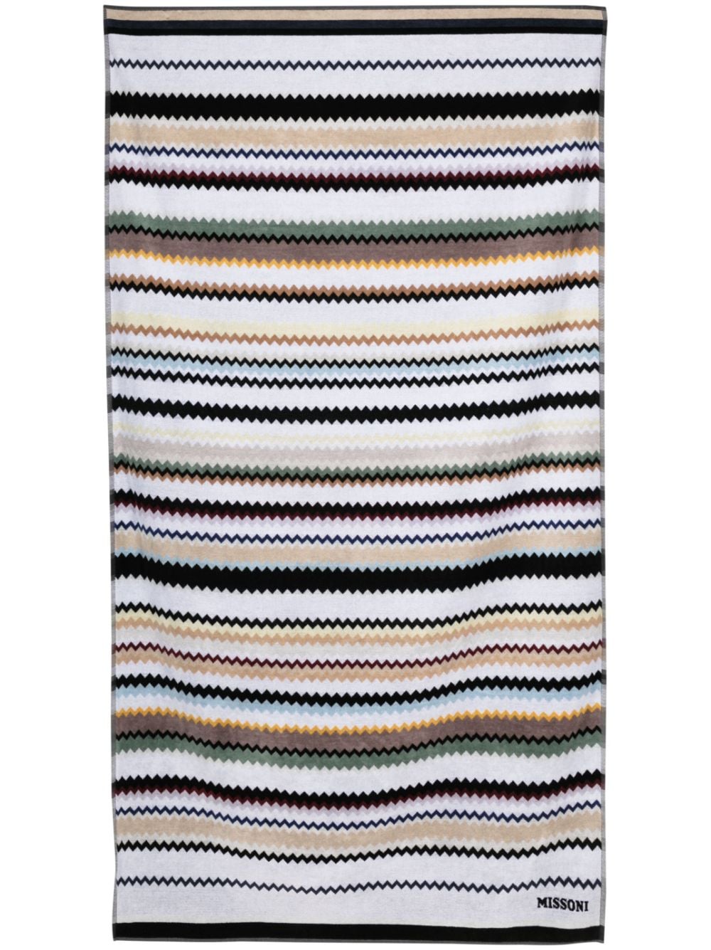 Shop Missoni Chevron-print Cotton Beach Towel In Grey