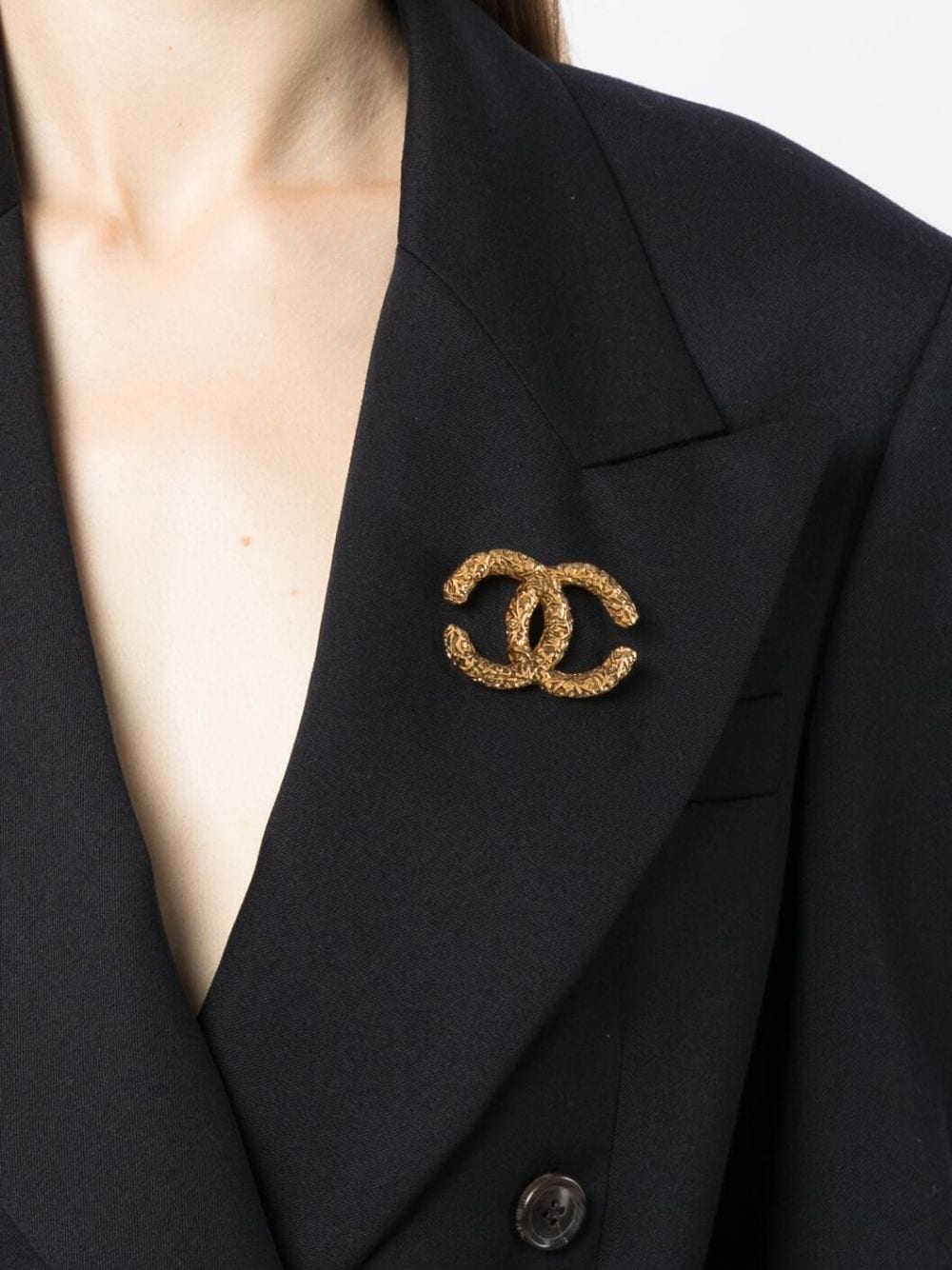 Pre-owned 1993 Cc Logo Brooch In Gold