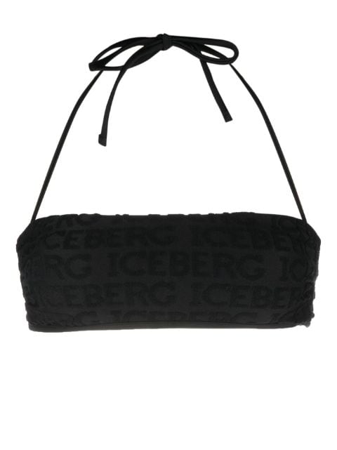 Iceberg logo-jacquard halterneck bikini top