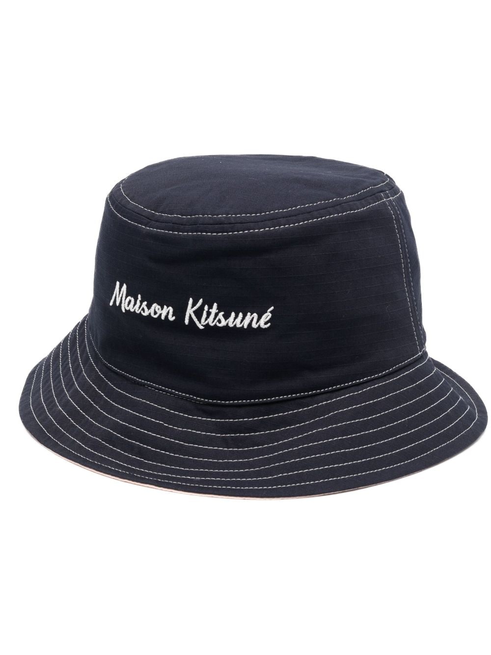 Shop Maison Kitsuné Logo-embroidered Bucket Hat In Blue