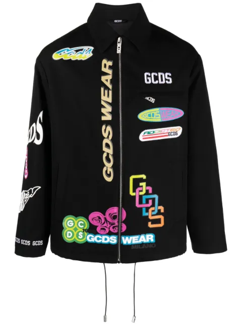 GCDS graphic-print cotton shirt jacket 