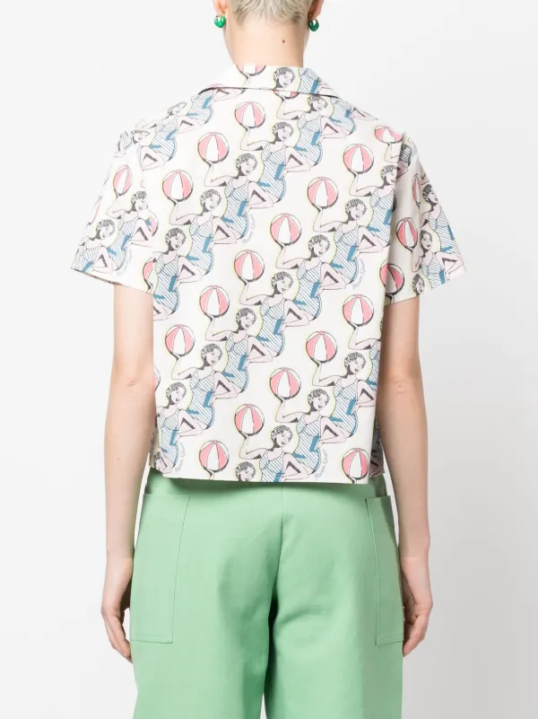 Maison Kitsuné graphic-print Cotton Shirt | Neutrals | FARFETCH