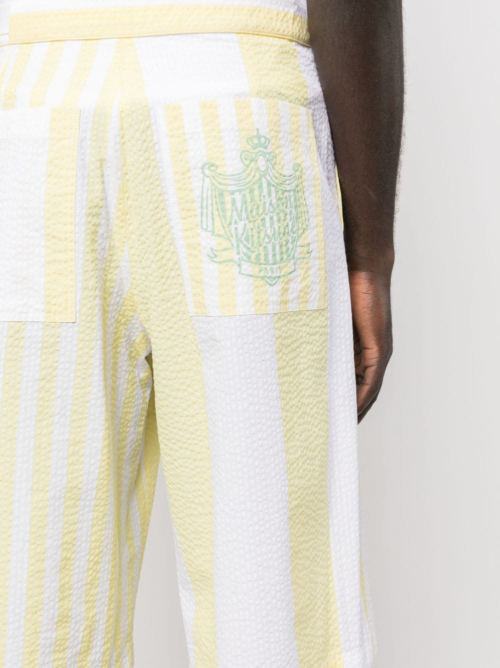 Shop Maison Kitsuné X Olympia Le-tan Poolside Belted Shorts In Yellow