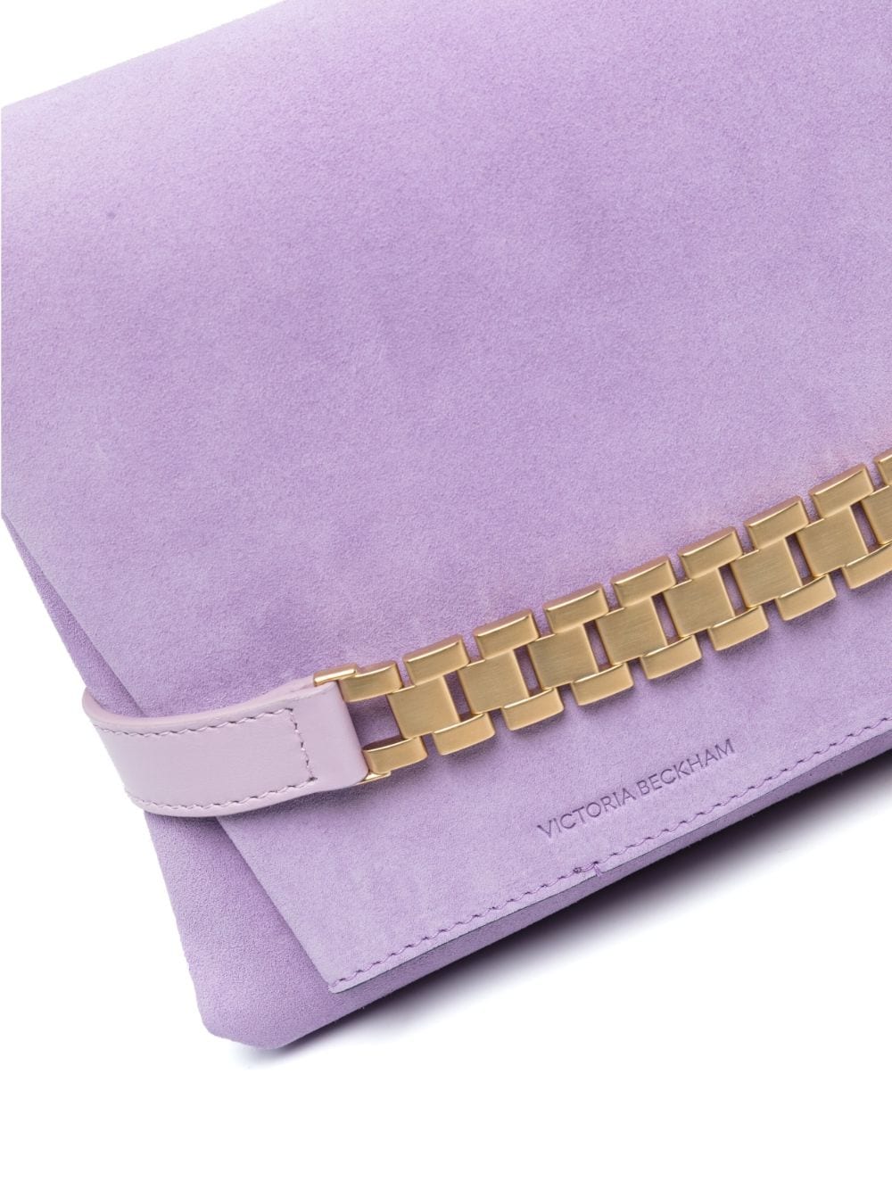 Shop Victoria Beckham Chain Pouch Suede Shoulder Bag In Purple