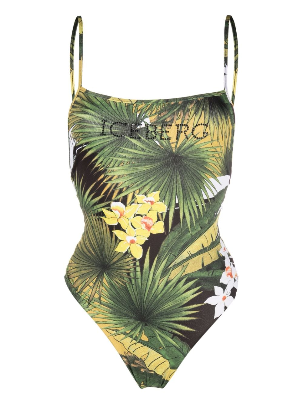 Iceberg Floral-print One-piece Swimsuit In Yellow