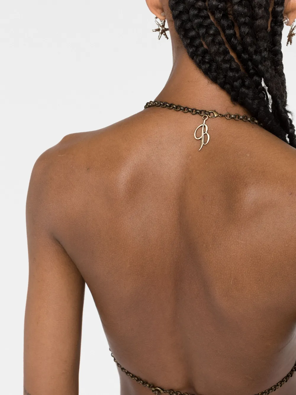 BLUMARINE SEASHELL CUPS METALLIC BRALETTE