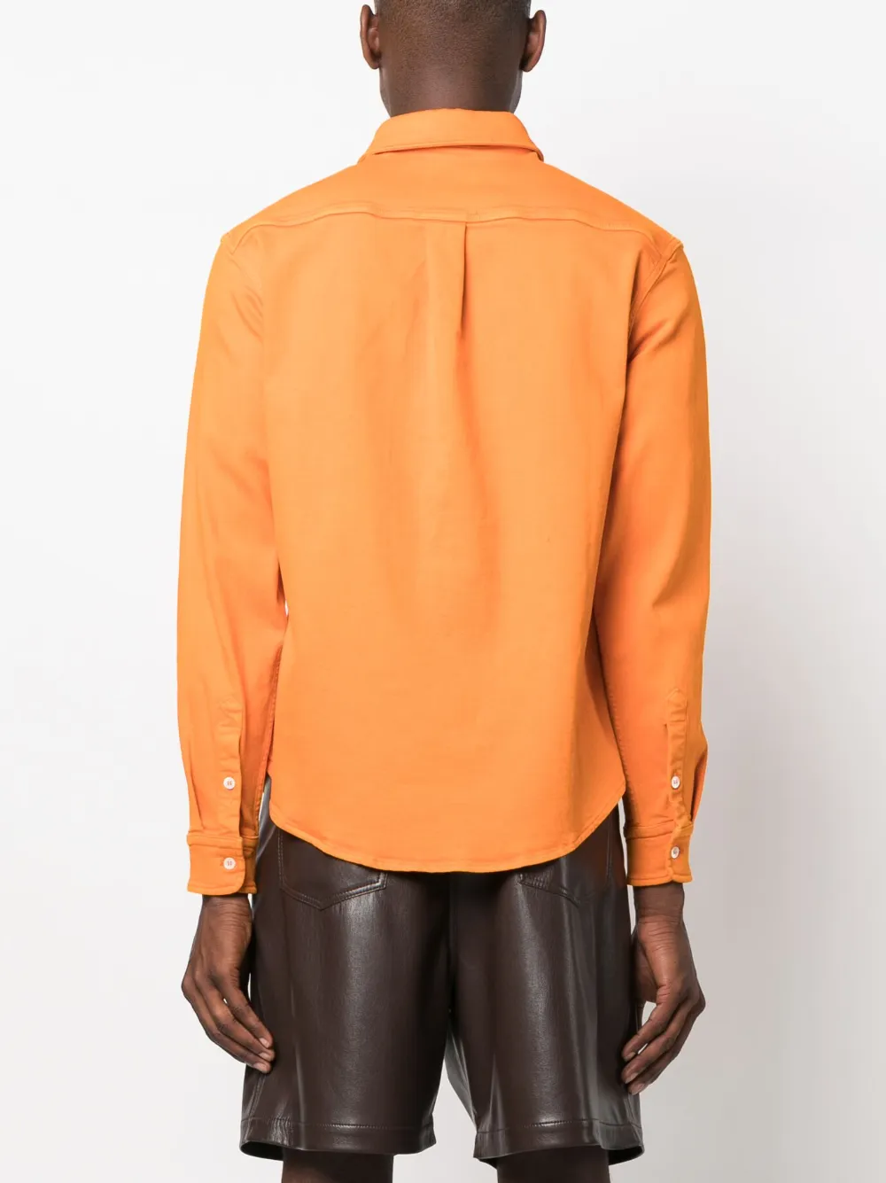 Marni Long-sleeved Cotton Shirt In Orange