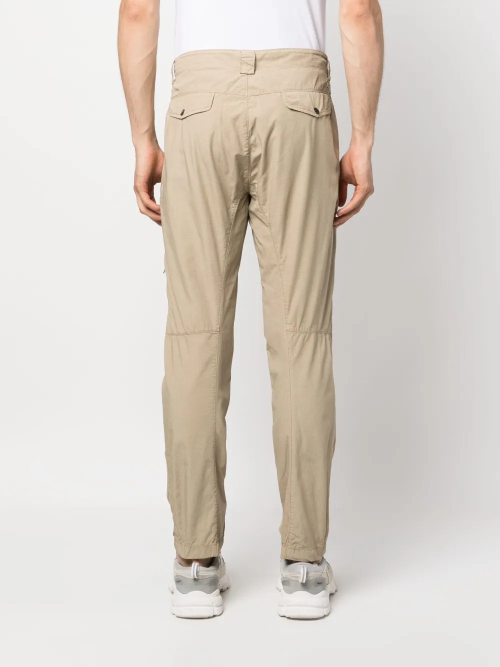 C.p. Company Lens-detail Cotton Tapered Trousers In Neutrals