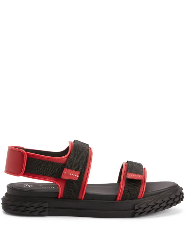 Giuseppe Zanotti Black and Red Sandals Giuseppe Zanotti Black/Red Brett Zip Leather Slides Size 45  main image 2