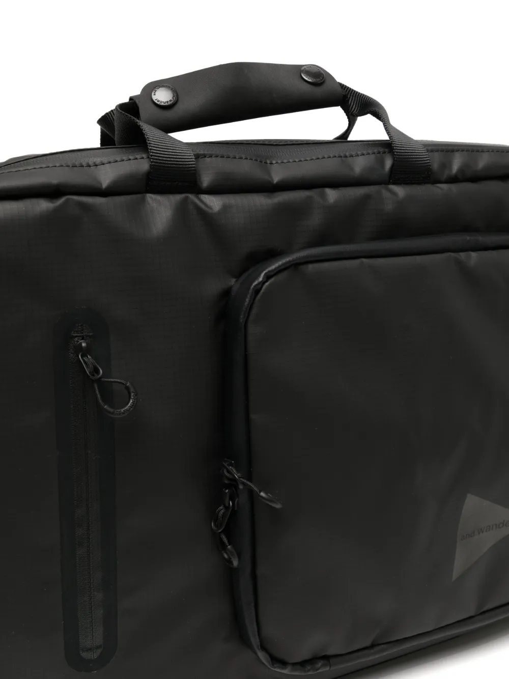 And Wander Logoengraved Rectangleshape Backpack In Black ModeSens